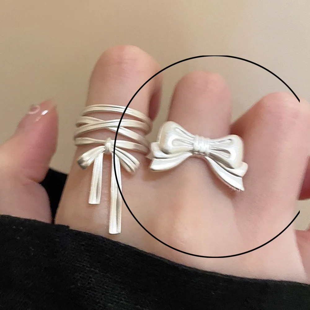 BF CLUB 925 Sterling Silver Rings For Women Girl Female Open Minimalist Retro Bow Ring Creative Anillos Bague Fine Jewelry 250805