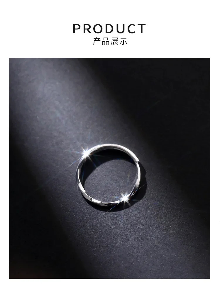925 Sterling Silver Geometric bending Ring For Women Jewelry Finger Adjustable Open Ring For Party Birthday Gift 250805