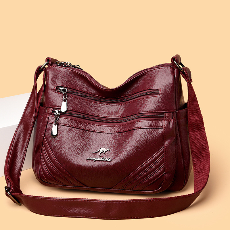Soft Leather for Women 2025 New Multi-layer Large Capacity Middle-aged Mom Simple Versatile Shoulder Crossbody Bag ddmymoon