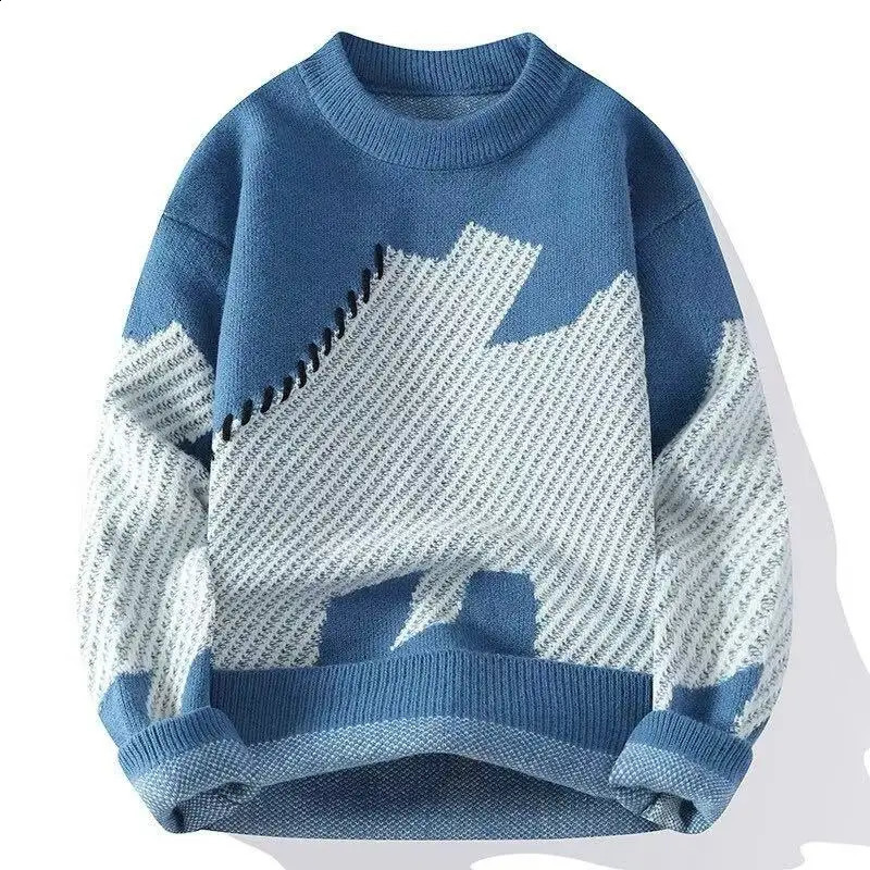 Autumn Winter Men Mock Neck Cashmere Sweater Cable Knitting Smart Casual Pullover Cashmere Knitwear High Quality Top B23 250806