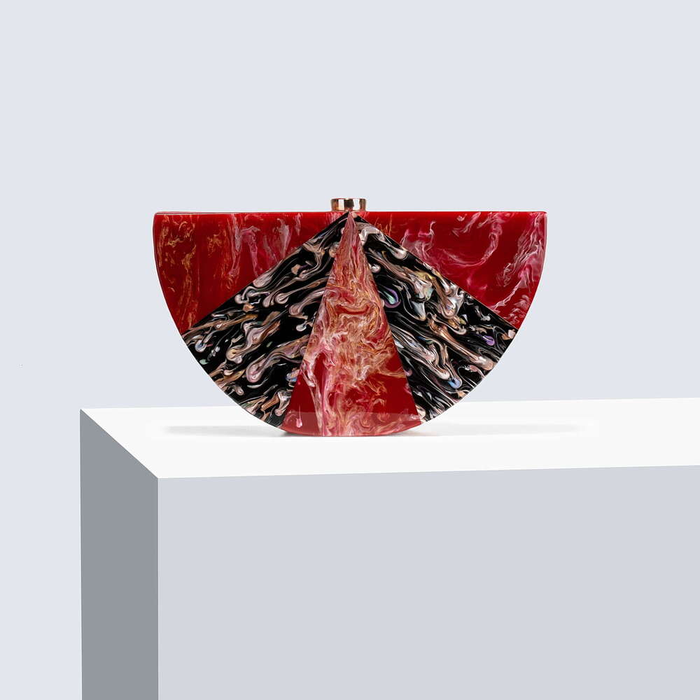 2024 Women's New Single Shoulder Crossbody Semi-Circular Splicing Acrylic Fashion Wedding Evening Clutch Bag