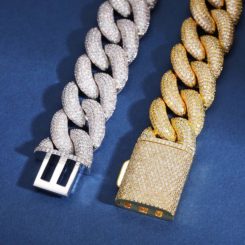 925 Sterling Silver Fine 20mm Moissnaite Chain Necklace for Men Luxury Miami Cuban Chain Party Jewelry Holiday Gift Fine Jewelry