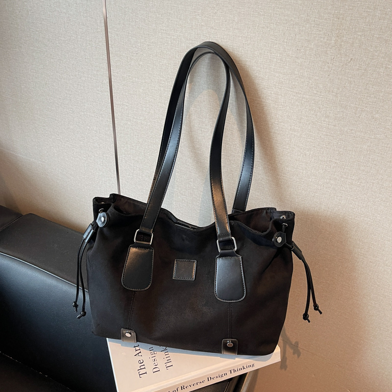 New Suede Large Capacity Tote for Women, Simple Casual Commute Shoulder Bag Trendy ddmymoon