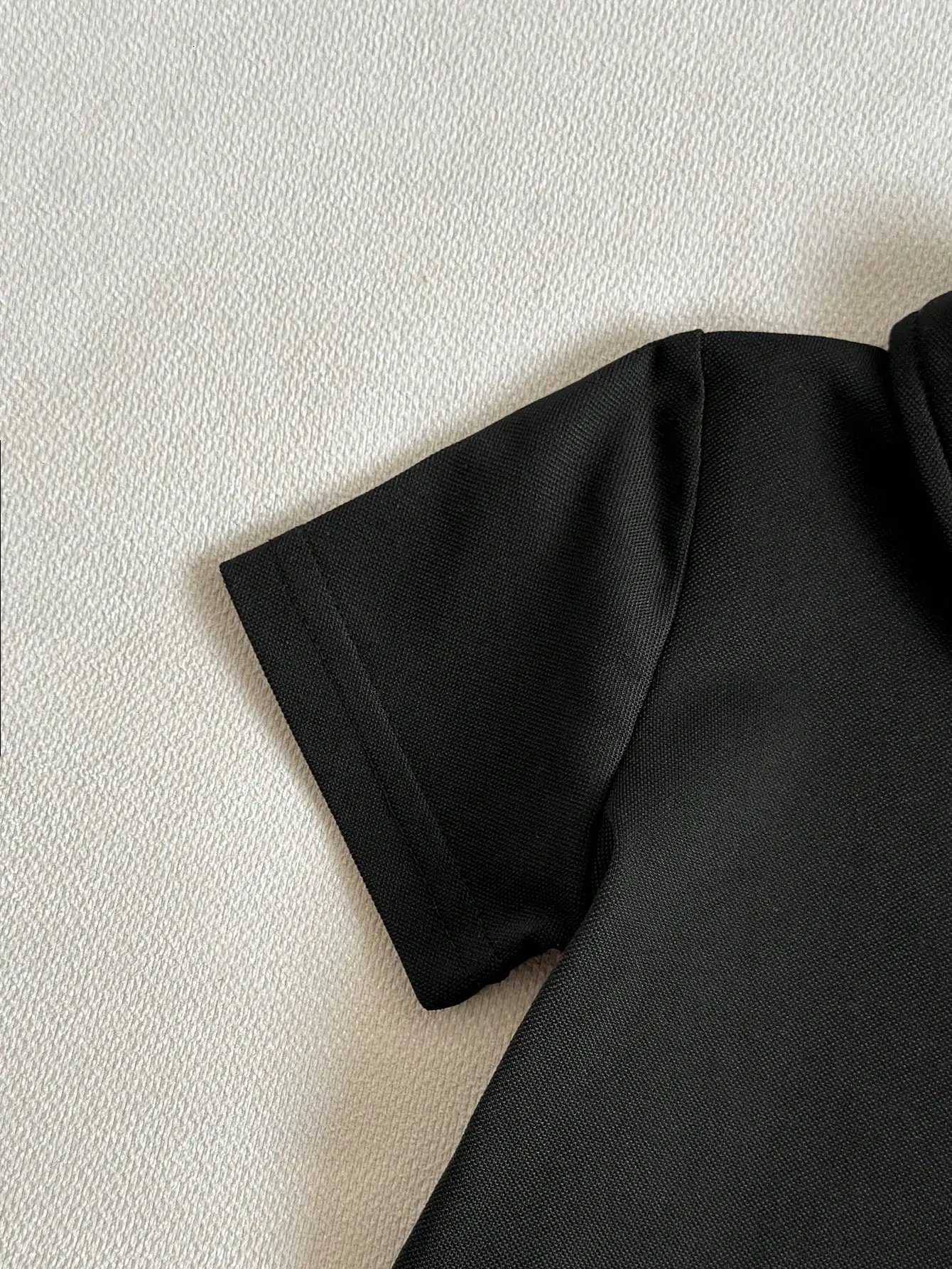 2025 Summer New Pure Black Semi-Cardigan Jacket Fabric Comfortable Breathable Casual Fashion Jacket Z250811