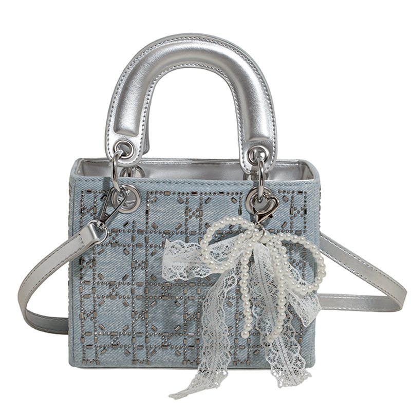 Handheld Princess Diana Trendy Denim for Women 2025 New Fashion Diamond-Studded Single Shoulder Crossbody Bag ddmymoon