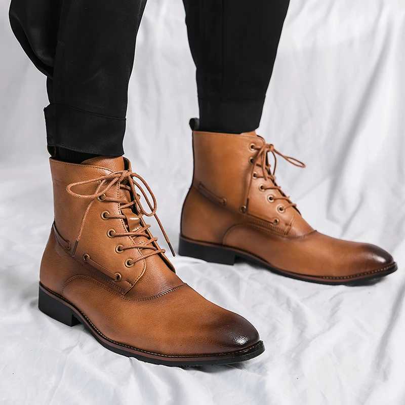 Italian Style Chelsea Boots Mens Mid Calf Dress Shoes Business Formal Ankle Boots Male Winter Spring Split Leather Casual Shoes W250811