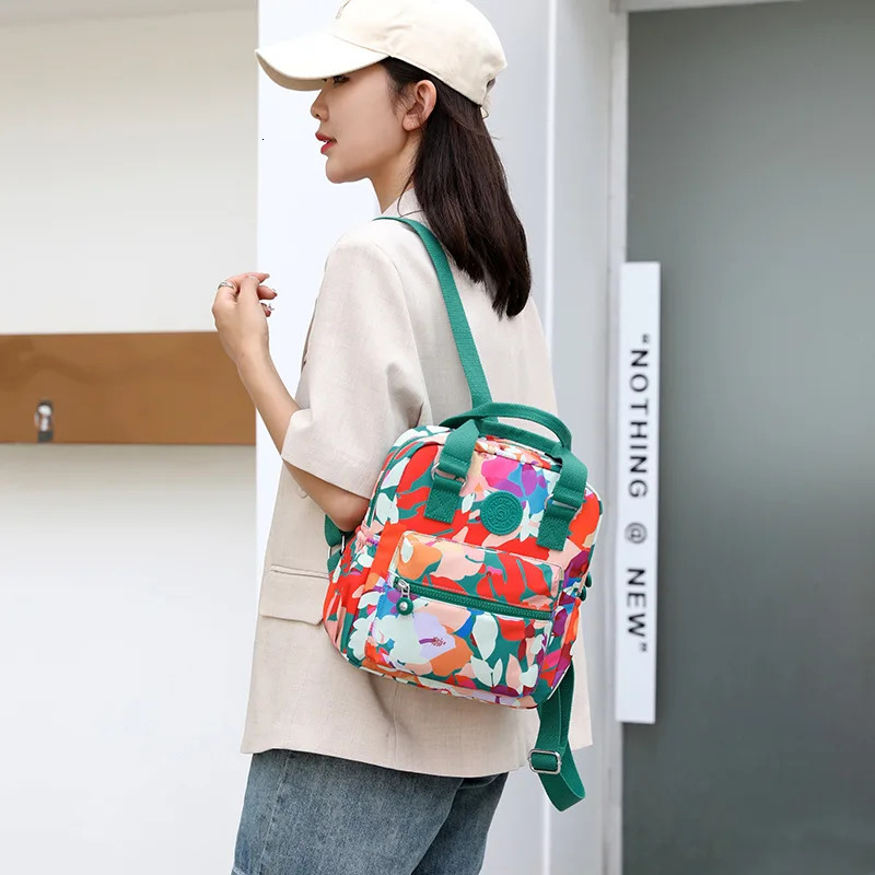 Fashion Floral Pattern Women Small Backpack High Quality Waterproof Fabric Shopping Pretty Style Girls Daypack 250811