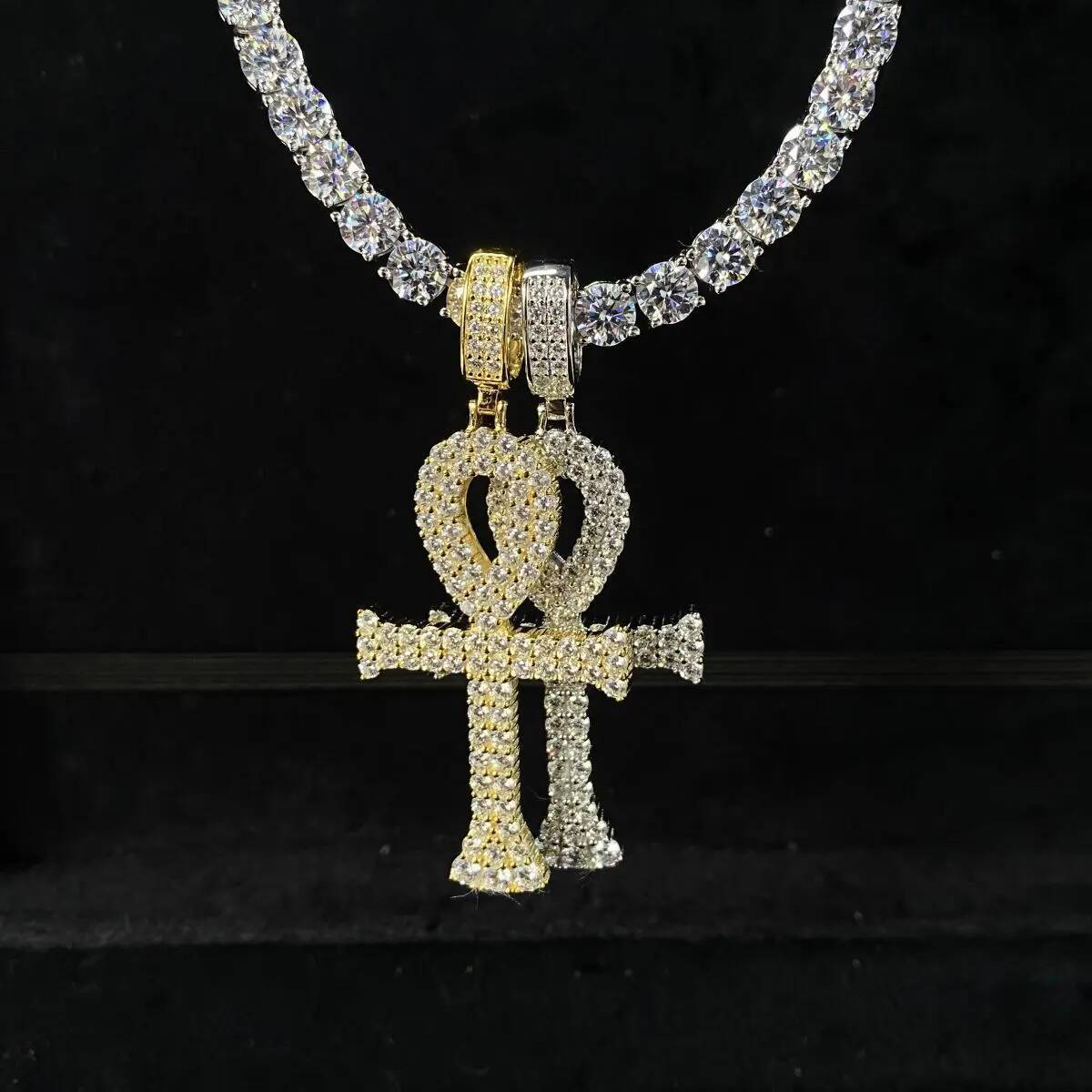 925 Sterling Silver Pendant D-color Moissanite VVS1 European and American Hip-hop Style Full Stone Inlaid Moissanite