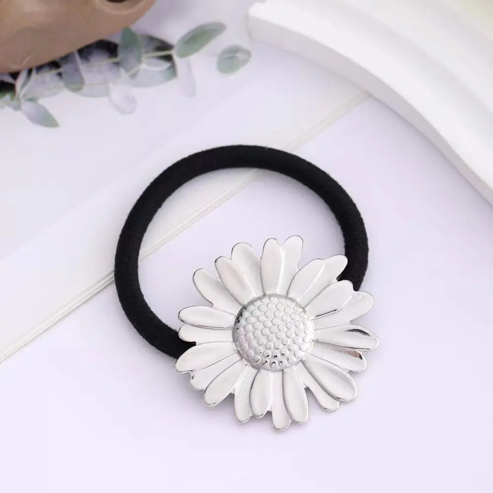 stainless steel golden chrysanthemum tail hair accessory fashionable and personalized womens elastic headband gift 250804