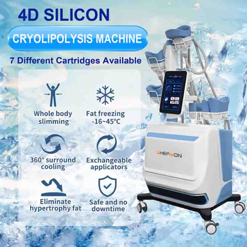 Hot Professional 4 Handles 360 Fat Freeze Criolipolisis Machine 7 Changeable Heads Fat Freezing Cryotherapy Cryolipolysis Double Chin Removal Slimming