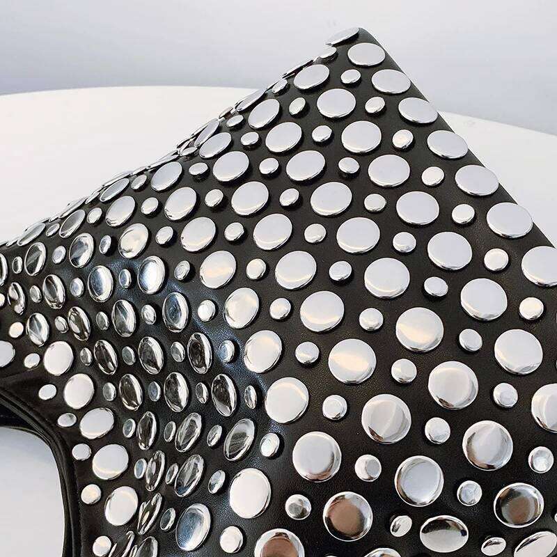 MOODS Punk Biker Style Underarm Shoulder Bucket Bags For Women Rivet Decor Shopper Tote 2025 Designer Purses And Handbags