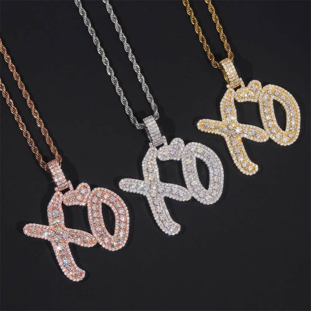 Moissminer XO VVS Moissanite Pendants Necklaces For Men Women Pass Tester S925 Silver Chain Hip Hop Jewelry GRA Free Shipping