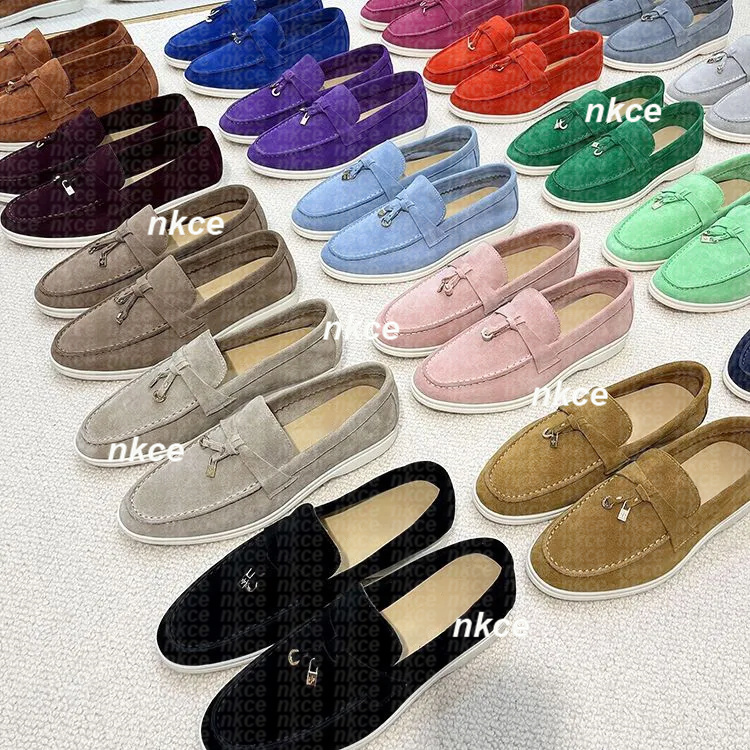 Designer Loafers shoes Charms Embellished Casual Shoes Mens Womens Suede Loafers Couple Shoe Genuine Leather Flat For Men Women Factory direct sales loaf