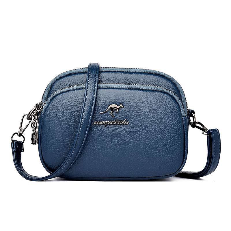 Hot Selling Soft Leather Three-Layer Crossbody Women 2025 New Fashion Simple Shoulder Small Square Bag for Middle-Aged Moms ddmymoon