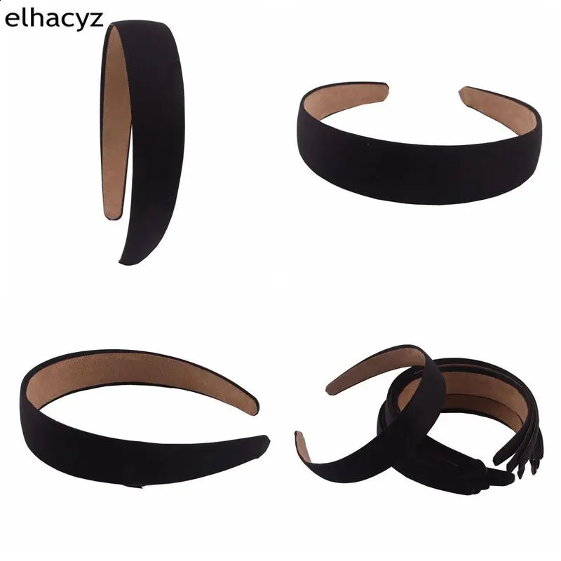 14pcs/lot Lady Solid Satin Hair Black Plain Alice Headbands 1Inch Width Hairband Ribbon Hair Accessories 250805