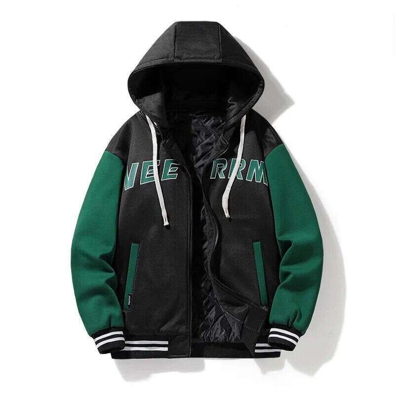 Baseball Hooded Thick Warm Cotton Padded Coat Casual Loose Fashion Winter Jacket Men Windbreakers Size L-Xxxl
