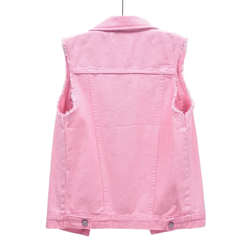 Denim Vest for Women Jacket Spring Streetwear Clothing Autumn Coats Fashion Clothes Casual Vintage Elegant Sleeveless 250809