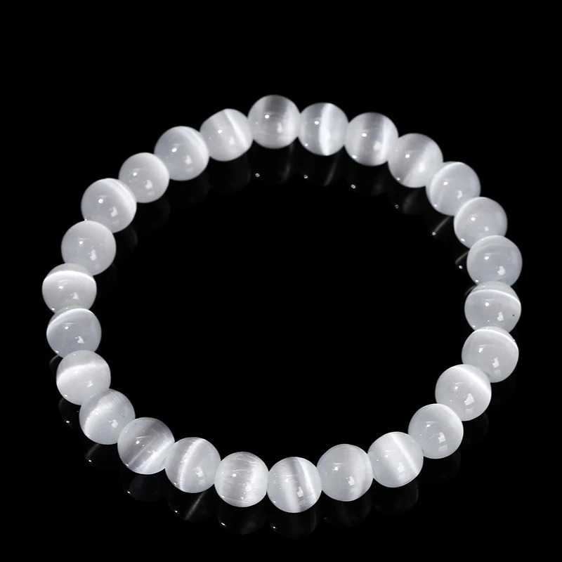 JD Natural Stone White Cat Eyes Stone Bracelet Women Fashion Jewelry Simple Single Circle Beaded Braslet Female Yoga Jewelry 250805