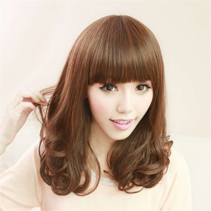 Live Sweet Temperament Women's Wig Matte High-Temperature Fiber Bangs Bob Korean Style Trendy Short Curly Hair B5