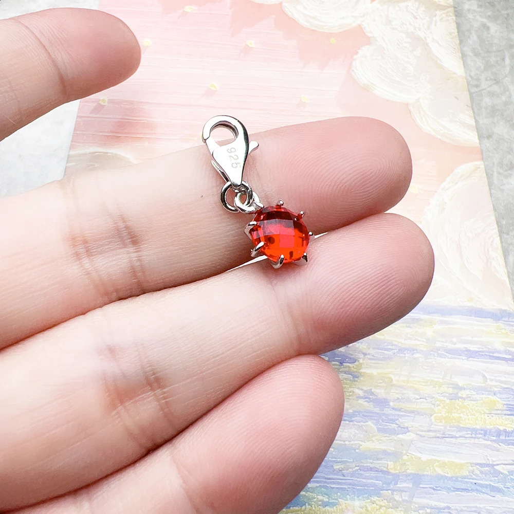 Red Stone Dangle Charm Europe Club Fine Jewelry For Women Summer Trendy Gift In 925 Sterling Silver 250807