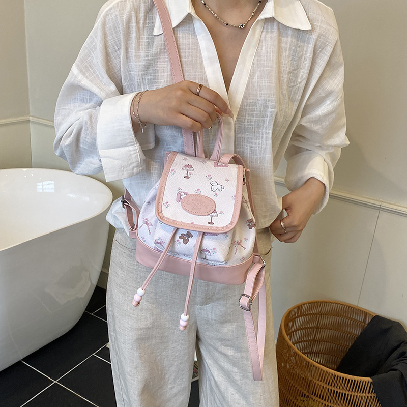 2025 New Niche High-End Stylish Fresh Double Shoulder Backpack for Women Trendy Design Color-Block Small Bag ddmymoon