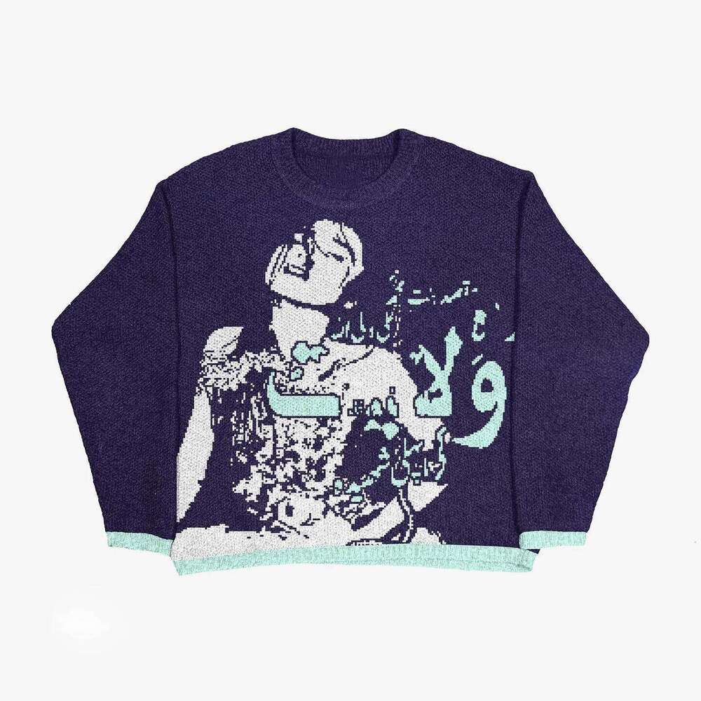 Men and Women's Hip Hop Knitted Sweater, Haruku Fashion, Spider Boy Pattern Printed Loose Top, Casual Street Wear Pullover, 20
