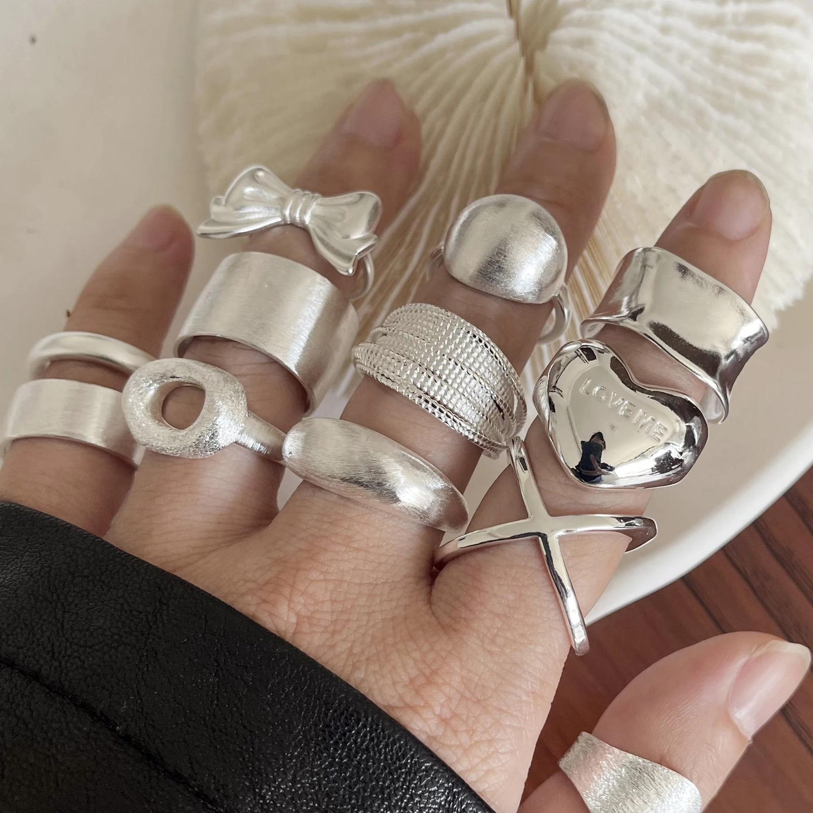 BF CLUB 925 Sterling Silver String Ring For Women Heart Jewelry Finger Open Handmade Shinning Rings Allergy For Birthday Gift 250805