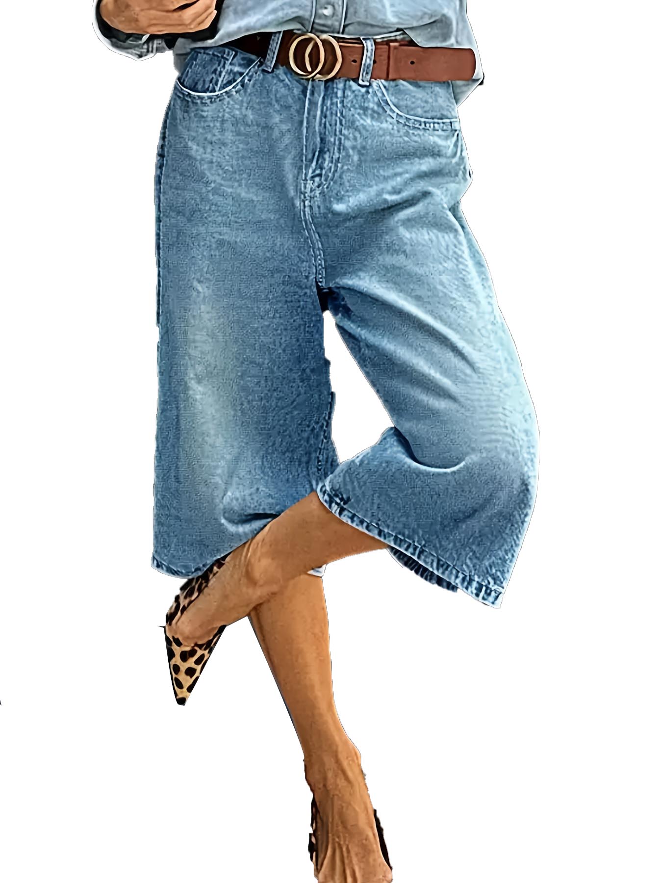 Women's Jeans Loose-Fit Womens Plush Waistband Skinny Jeans for Curvy Figures (Belt not included. The belt is only for matching display.)