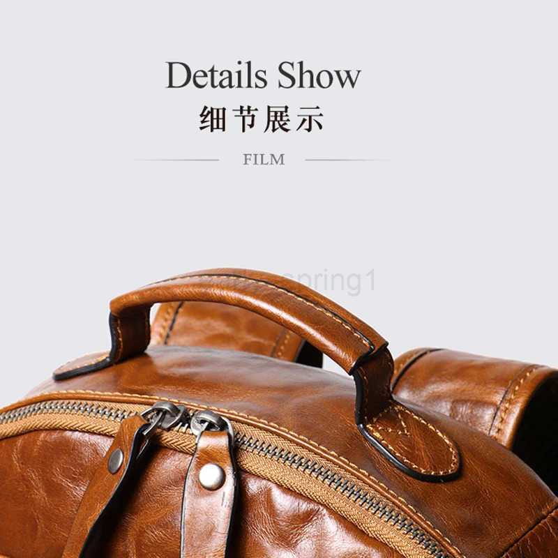 Vintage Real Leather Travel Backpack for Mens Leisure Outdoor Bag School Bags 15 Inch Laptop Backpack Gift for Husband T250811