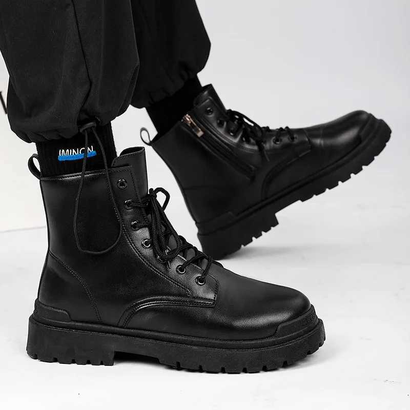 Mens Leather Boots Four Seasons Outdoor Casual Hiking Boots Retro Fashion Work Boots Thick Bottom Ankle Boots Anti-slip 2024 W250811