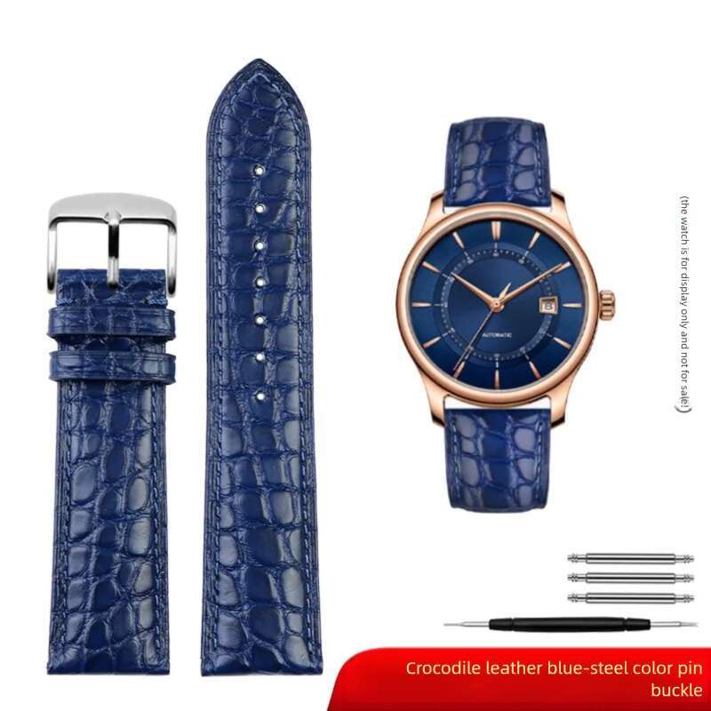 High Quality Crocodile Skin Watchband 18Mm 19Mm 20Mm 22Mm 23Mm Men Watch Strap Genuine Leather Bracelet Stainless Steel Buckle