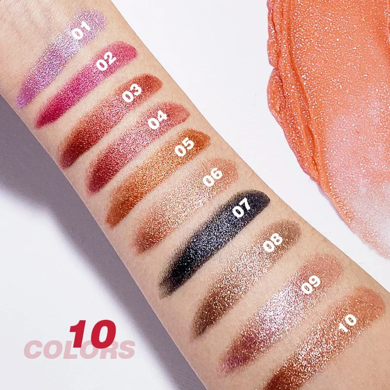 10color Shiny metallic pearlescent lipstick Waterproof Long Lasting Diamond Lipstick Non Stick Red Pink Lip Tint Makeup Cosmetic 250809