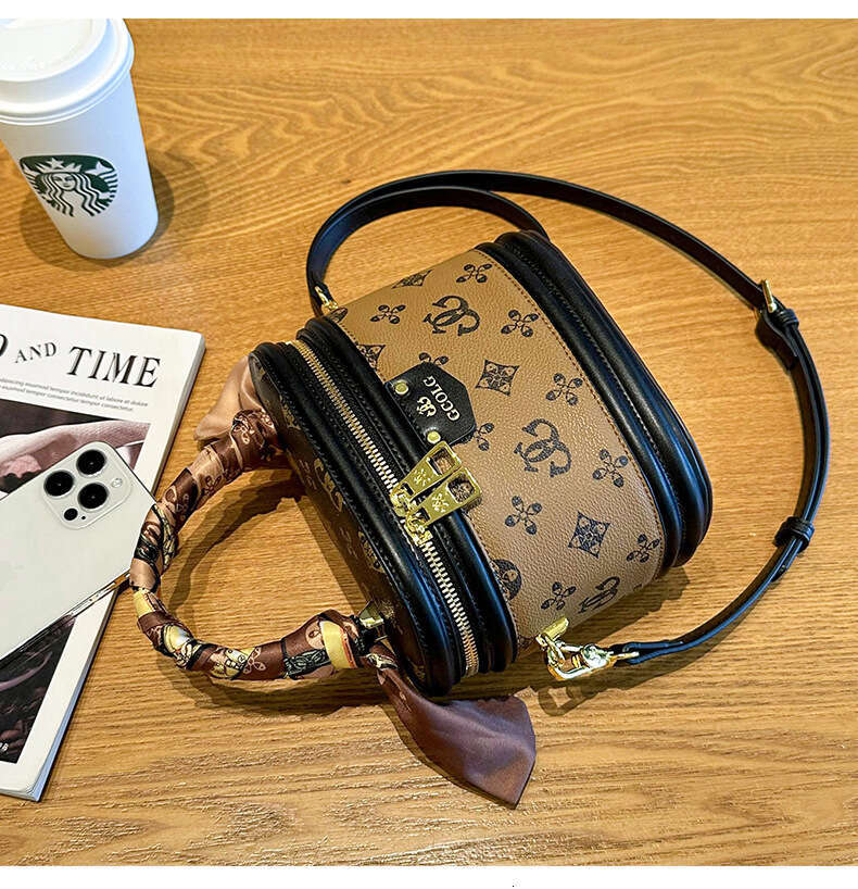 DHessentials 2025 Luxury Monogram Bucket Bag - Genuine Leather Organizer Insert with Zipper Closure, Stylish Small Purse (600g)
