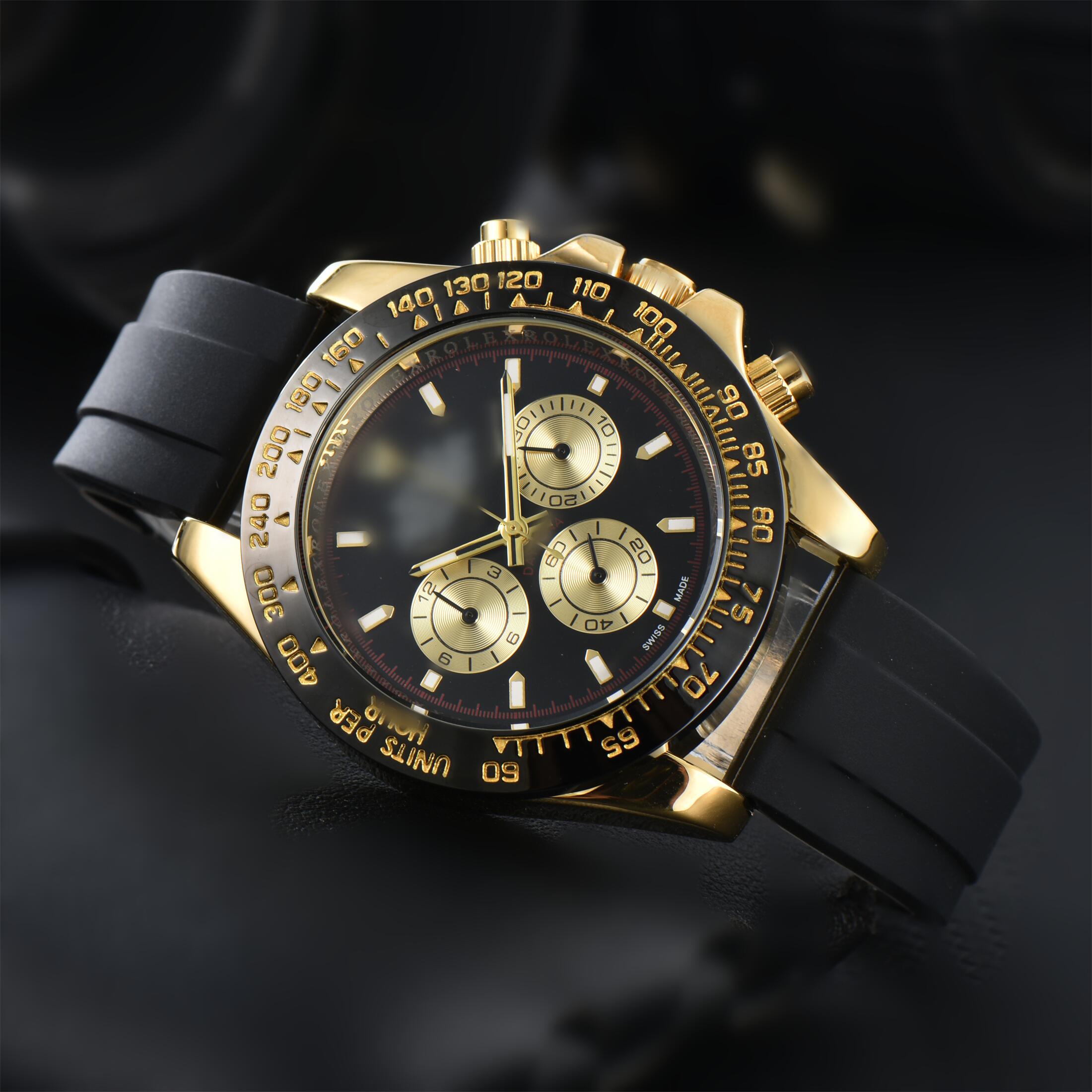 Mens ROLXity DAY TONA Automatic quartz Movement watch multifunction Wristwatch Designers Men Watches Stainless Steel Strap Gold Wristwatches Montre de luxe #646