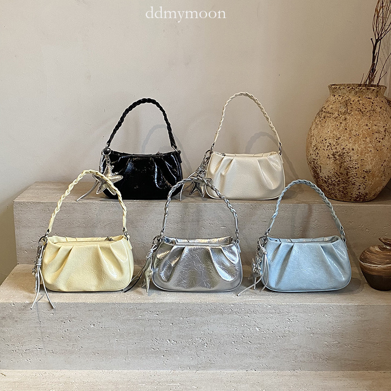 Pleated Cloud Underarm Fashion Versatile Single Shoulder Crossbody 2025 Summer New Women's Niche Handheld Small Square Bag ddmymoon