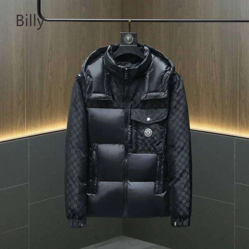 -30° Men's White Duck Down Thickened Jacket Warm Personality Dark Pattern ing Workwear Coat Clothing