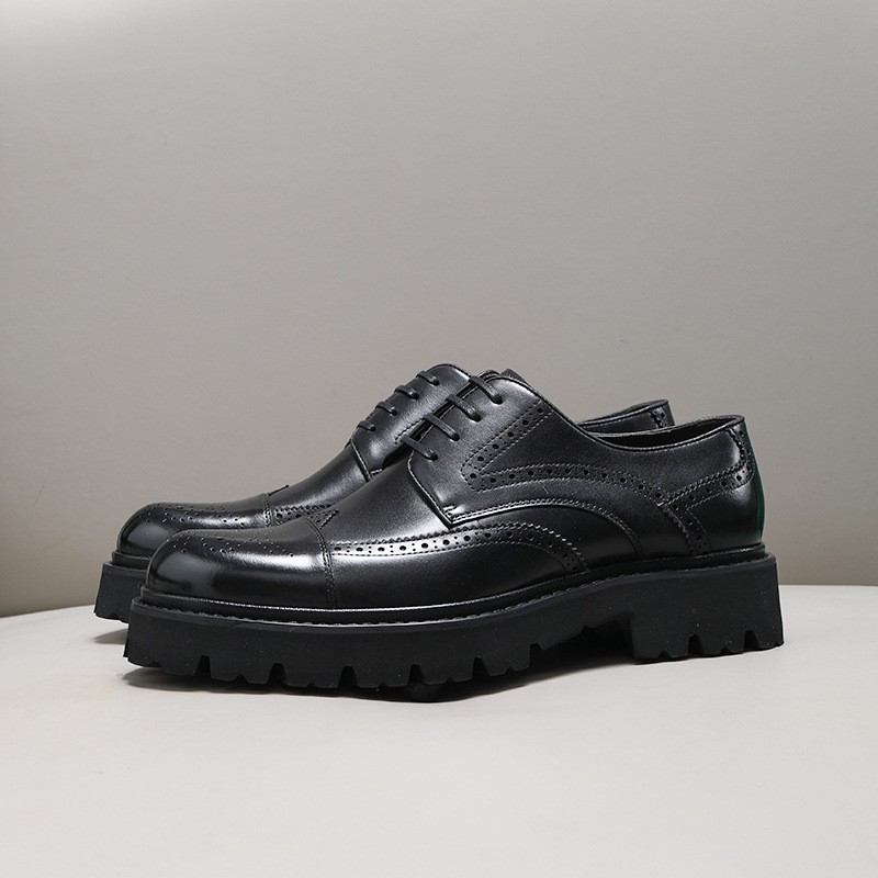 Elevated Stiletto Soles Male Casual Leather Boots Featuring Intricate Carving