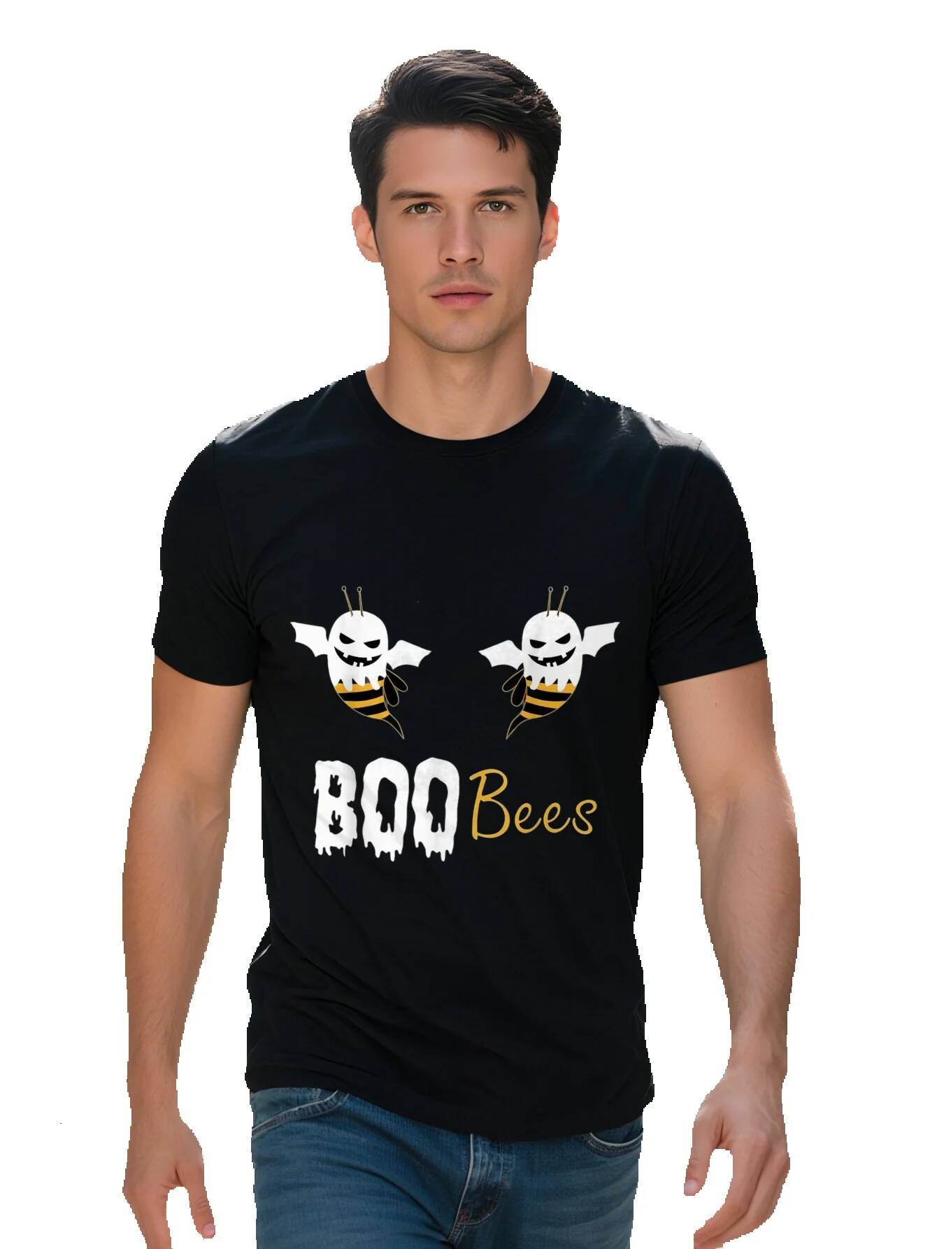 Men s Boo Bees Graphic T-Shirt Cotton Funny Bee Design Comfortable Fit Perfect for Halloween or Casual 43361