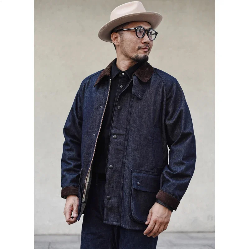 Sauce Zhan WaxFree Ranger Denim Coat Mans Rustic Terrain Trench Outlander Jacket Regular Fit 250804