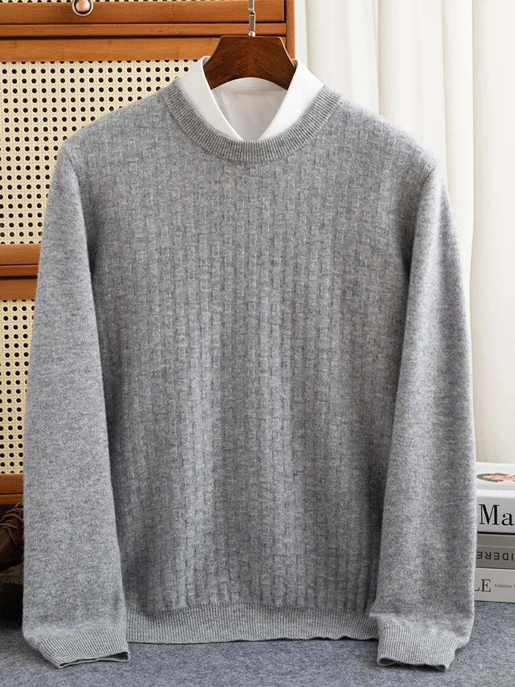 100% Pure Cashmere Sweater Men O-Neck Pullover Autumn Winter Soft Long Sleeve Casual Large size Base Shirt Youth Knit Tops 250806