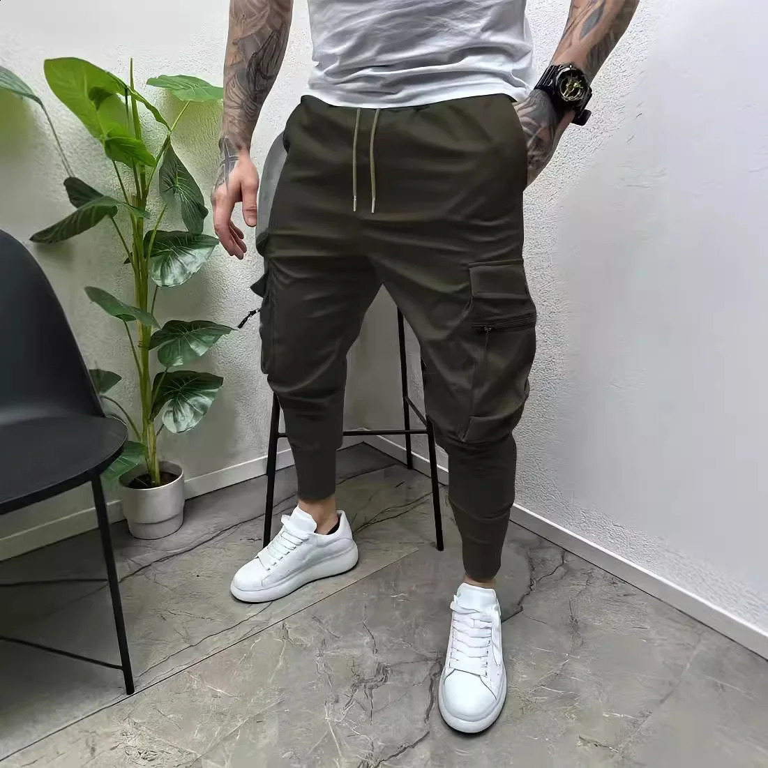 Mens Casual MultiPocket Slim Fit Cargo Pants 250729