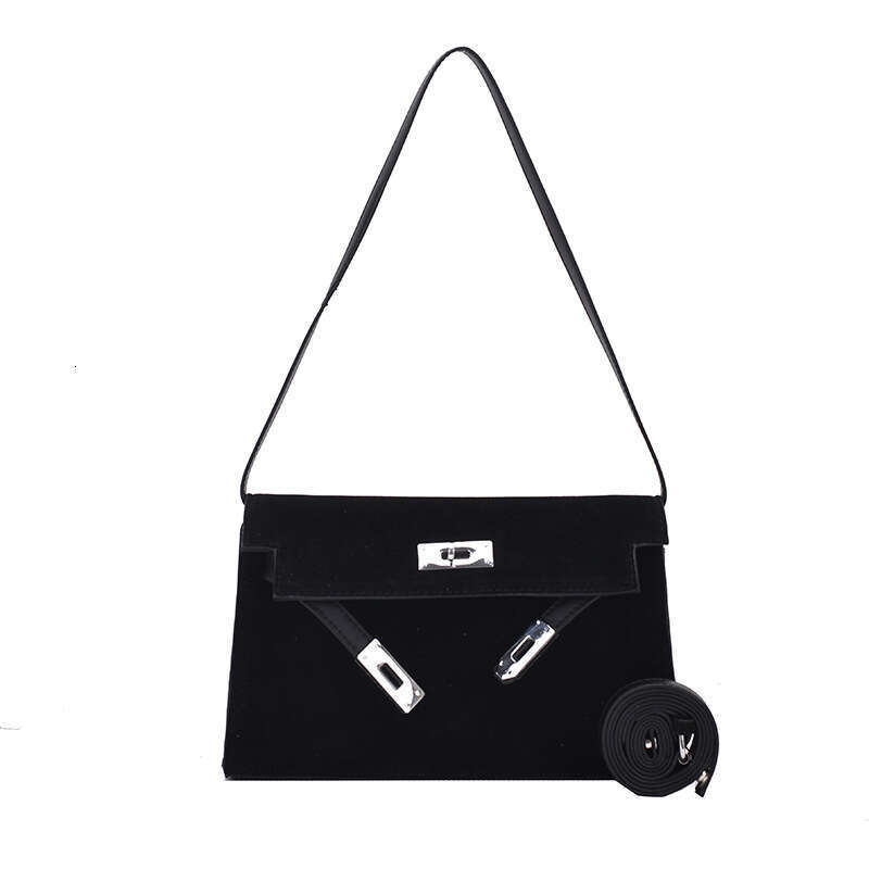 Designer Light Luxury Women Matte Suede Small Square Bag New Autumn Winter Underarm Handbag Single Shoulder Crossbody Purse Original Steel Buckle Hard
