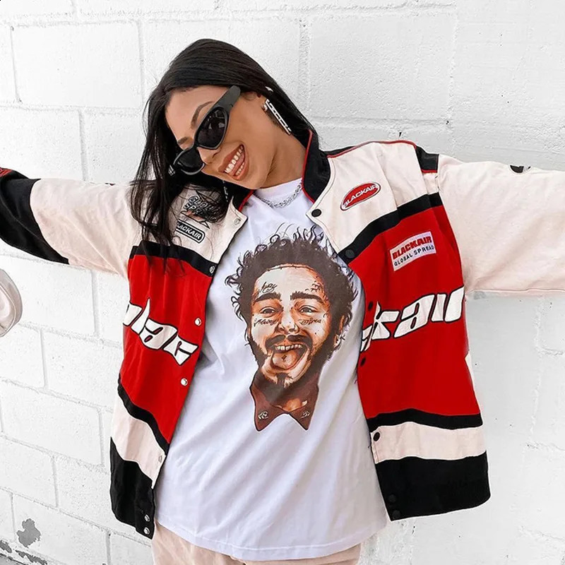 Spring And Autumn Cross Border Jacket Sports Style Printed Three Color Casual Long Sleeved Windbreaker Motorcycle Coat 250805