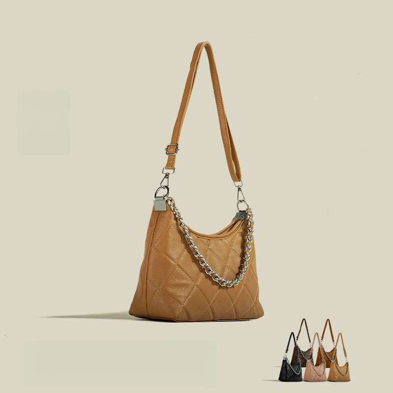 DHessentials 2025 Trendy Chain Strap Shoulder Bag - Fashionable PU Crescent Underarm Purse for Women, Versatile Crossbody Bag (27x19cm, 340g)