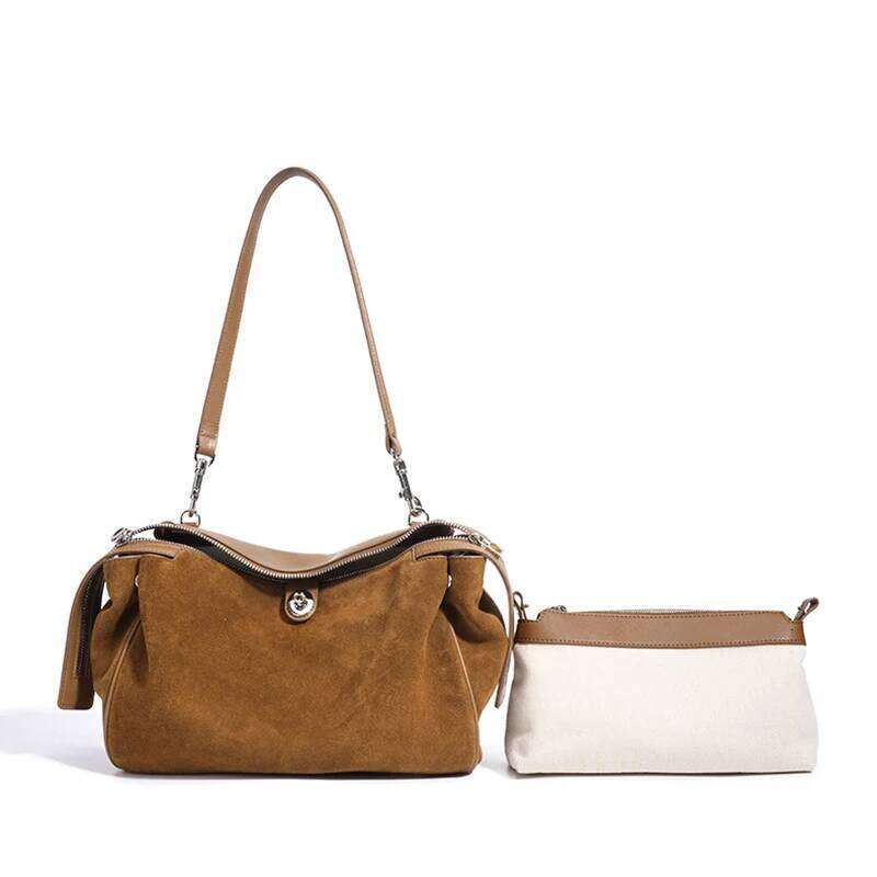 Women's new beef two-layer suede leather fashion crossbody bag niche designer women's high-quality temperament shoulder