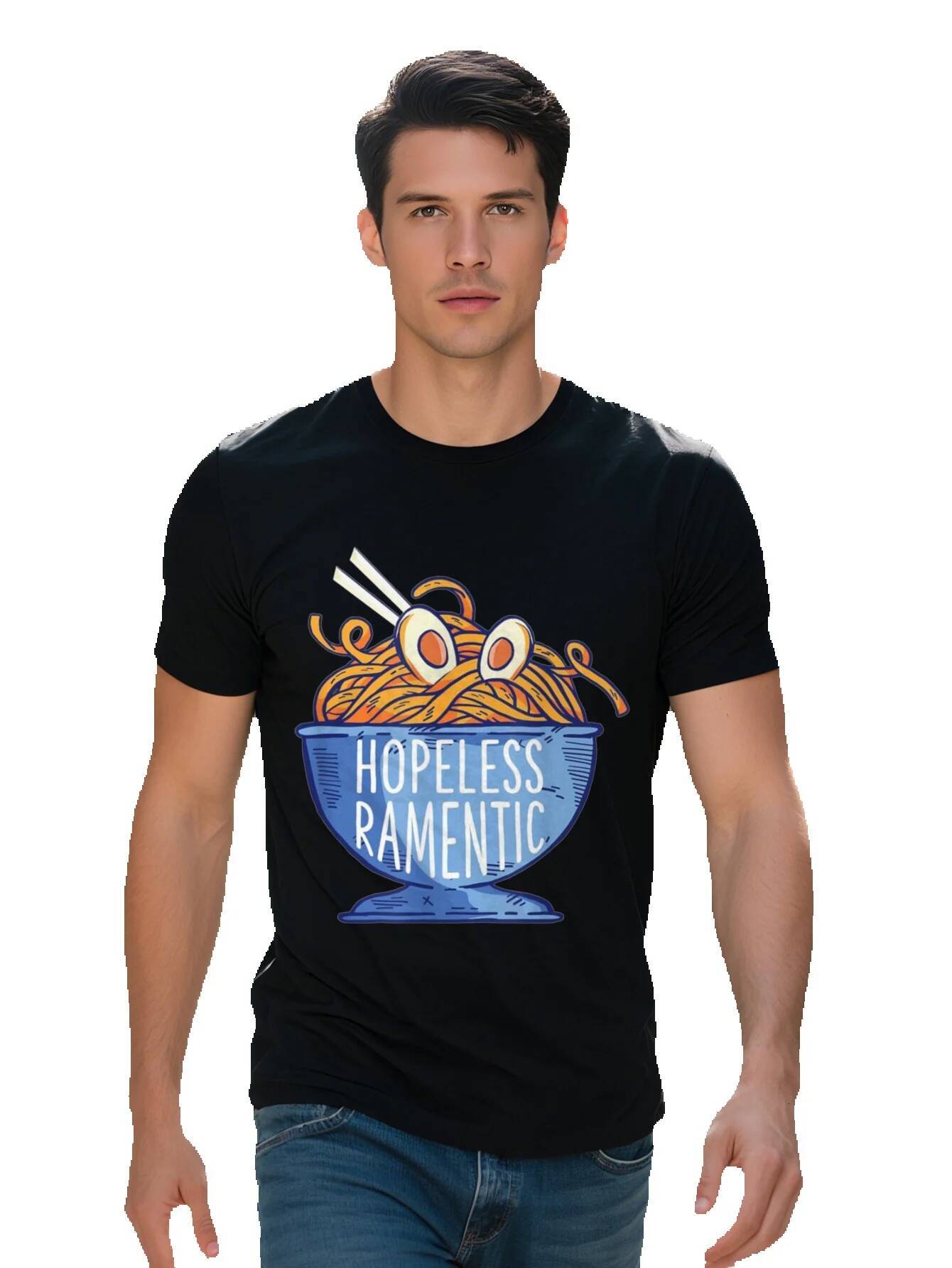 Men S g Cotton Japanese Ramen Noodles Bowl Graphic Gift Hopeless Romantic T-shirt 03a02