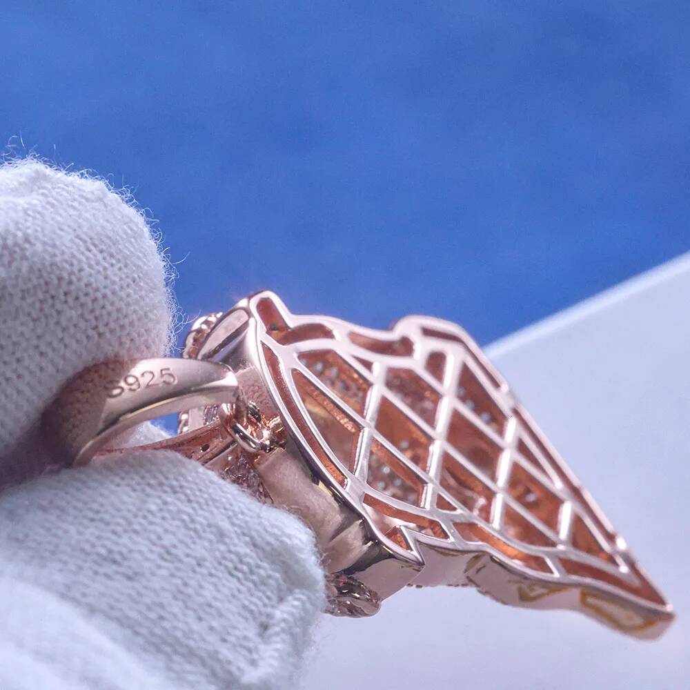 ESKEEM Hip Hop Jewelry Moissanite Charm Pendant Pass Diamond test 925 Silver Rose Gold Plated Small Jesus Head Pendant Necklace