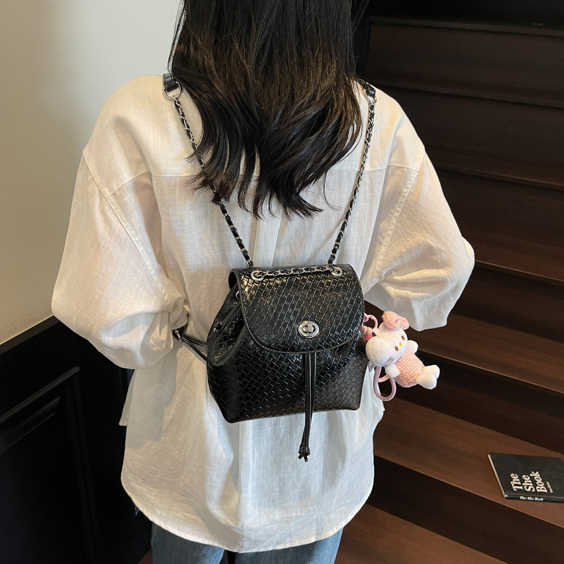 High-End Chain for Women 2025 New Fashionable Double Bag Trendy Single Shoulder Handbag Commuter Small Backpack ddmymoon