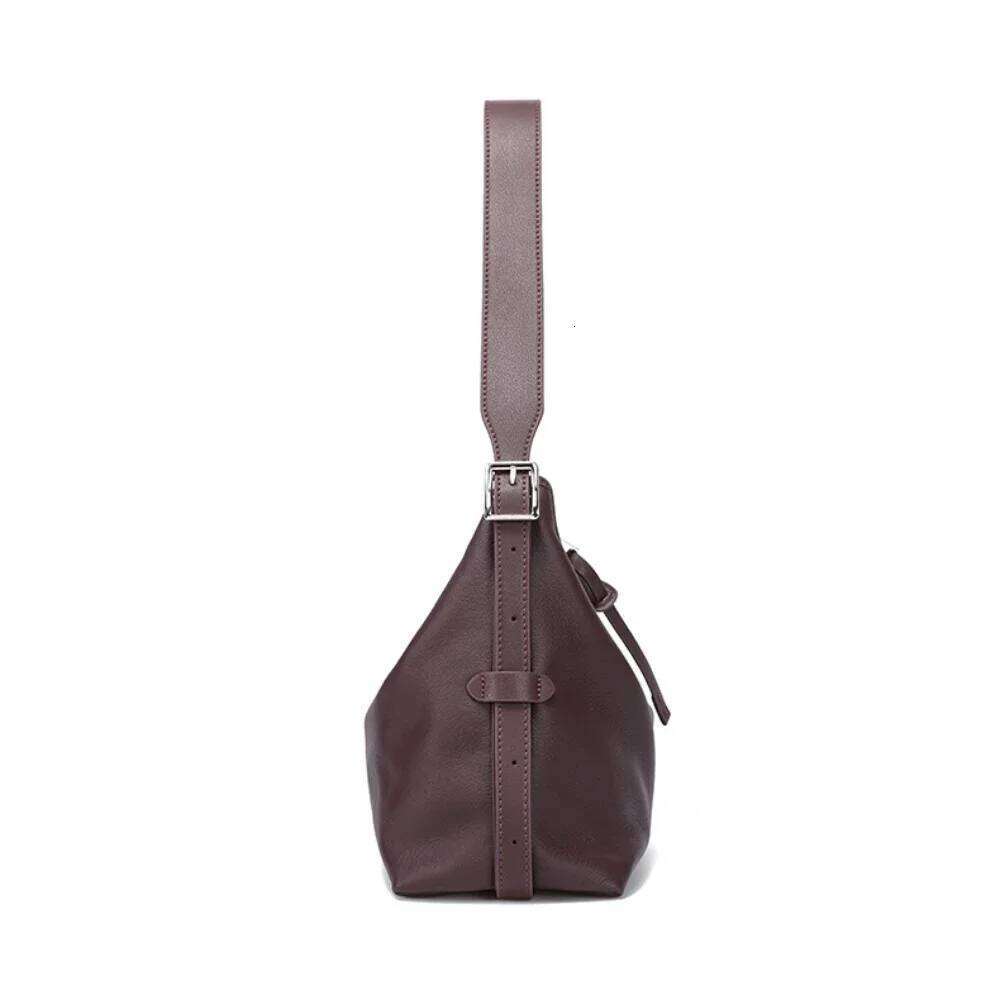 Strictly Select Natural Cow Leather Women Single Shoulder Chocolate Color Large All-match Soft Ladies Crossbody Bag