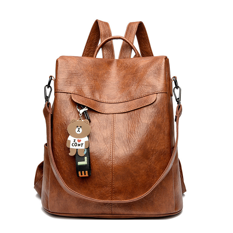 Anti-theft Women 2025 New PU Soft Leather School Bag Fashion Casual Large Capacity Travel Multi-use Backpack ddmymoon